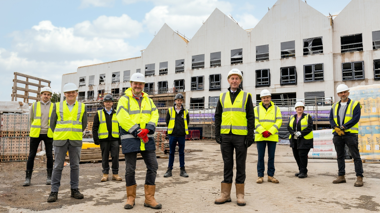 Representatives from Halton Housing and Vistry Partnerships following a site visit to Hazlehurst independent living scheme earlier this week.