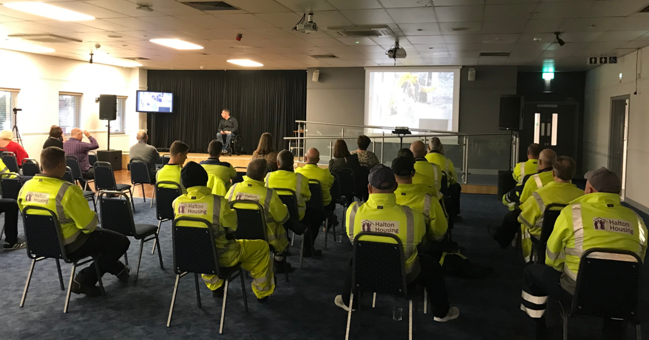 Maintenance team listening to talk