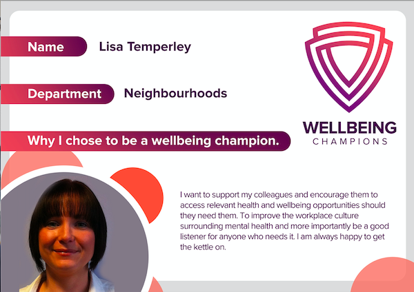 Lisa's Wellbeing Champions Profile